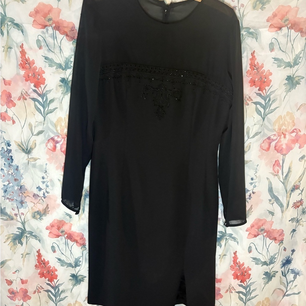 Vintage Donna Morgan Black Long Sleeve Dress